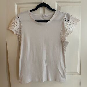 Elegant White Eyelet Sleeve Top